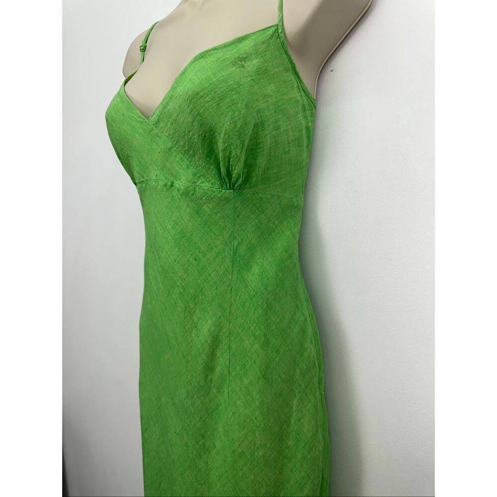 Banana Republic Women’s Y2K Spring Green Linen Spaghetti Strap Asymmetrical Hem - Picture 11 of 12